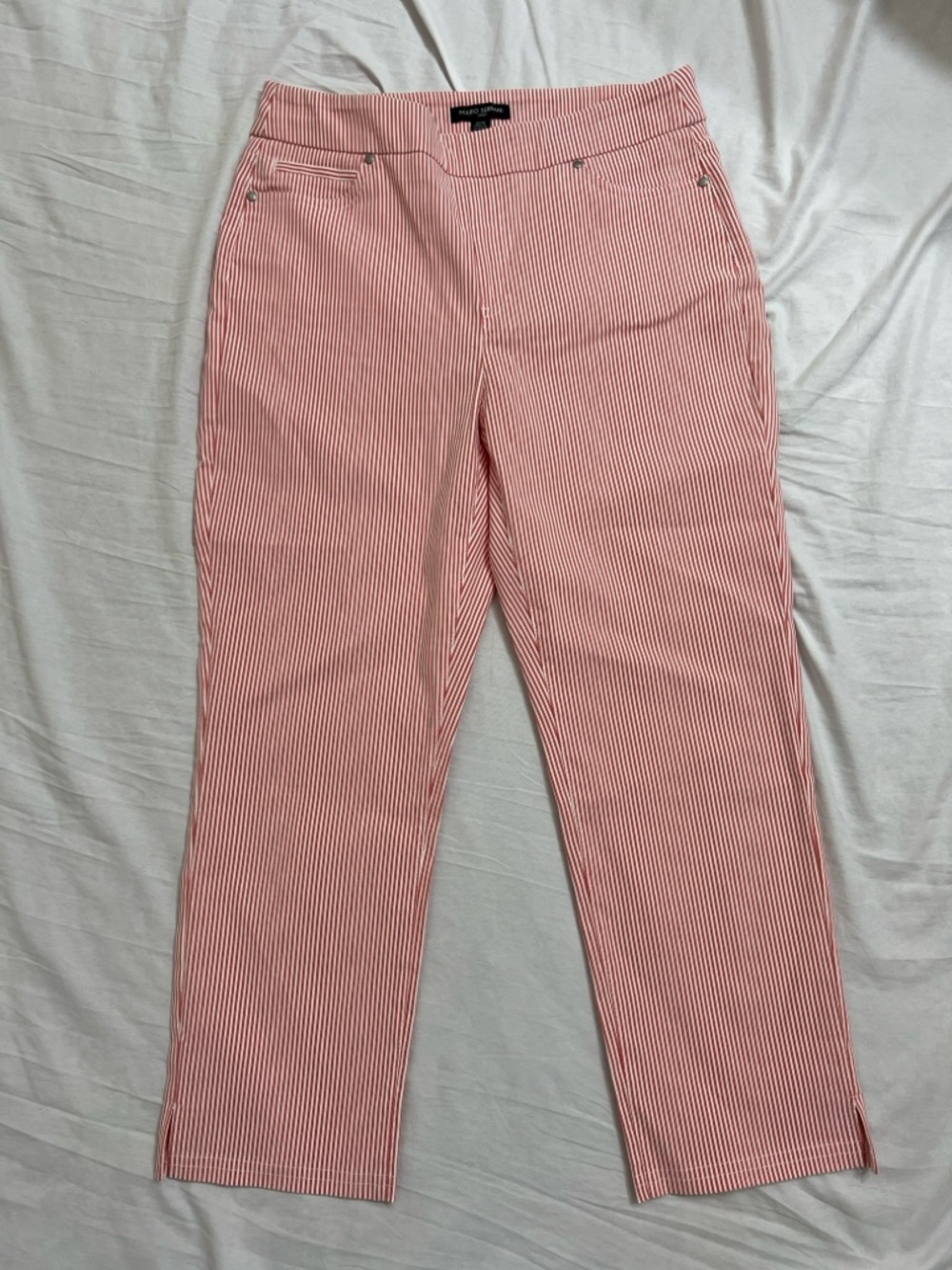 Mario Serrani Red and White Striped Pants